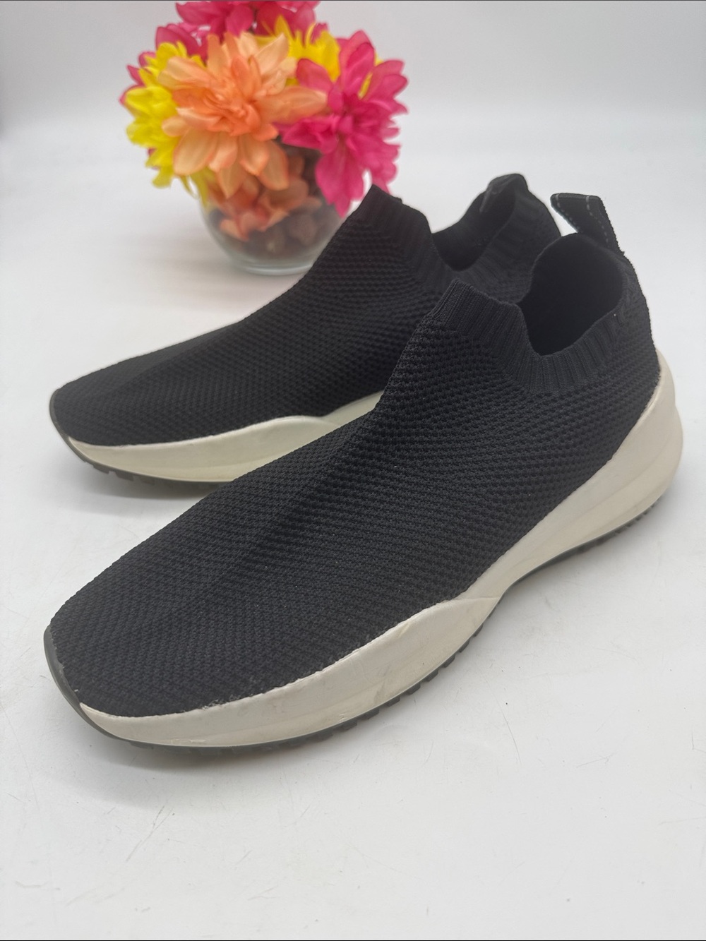 Zara Women's Slip-On Knit Sneakers - Black Size 40